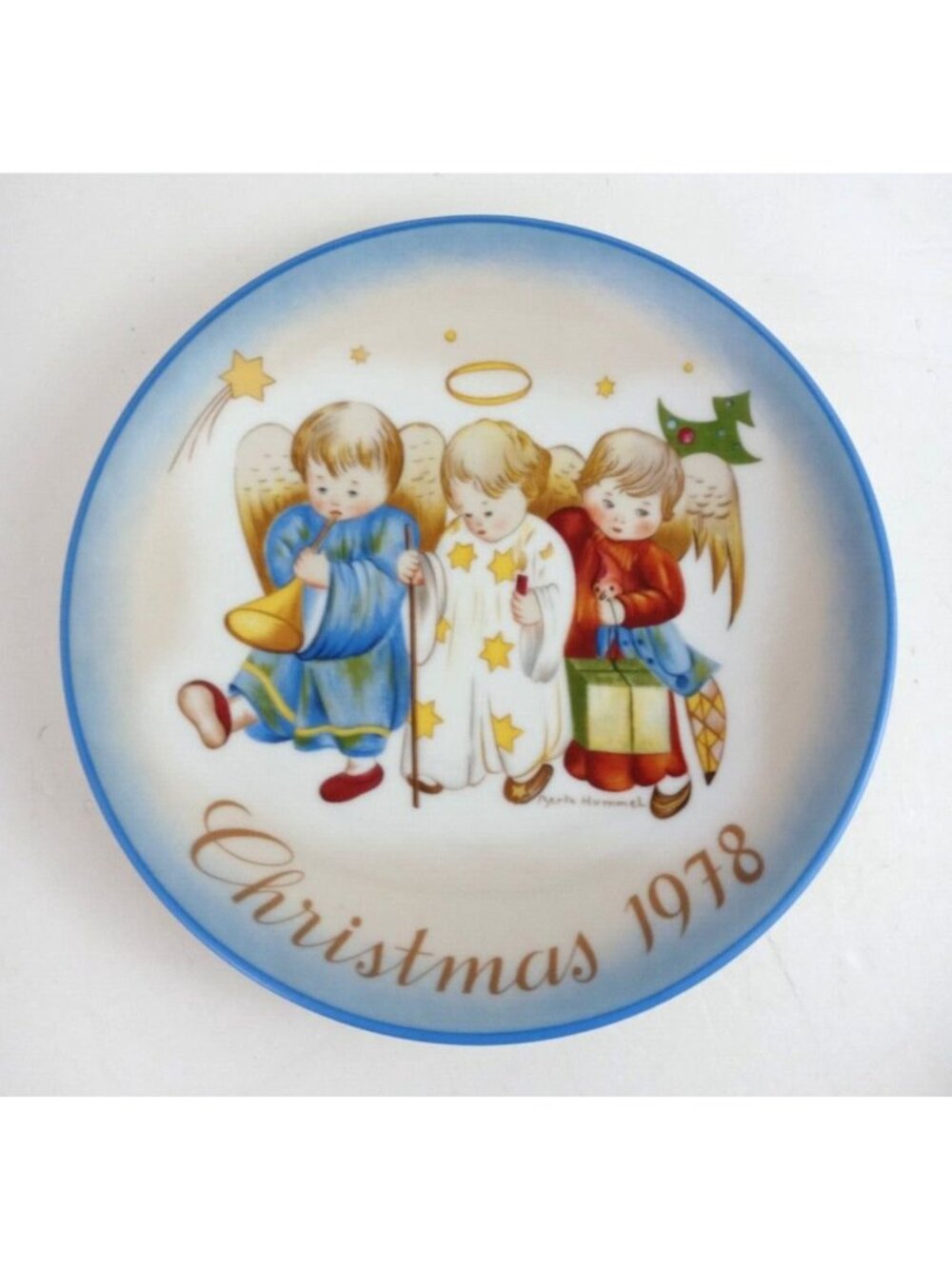 Vtg Schmidt Christmas 1978 Heavenly Trio By Berta Hummel Decorative Plate 7.75"